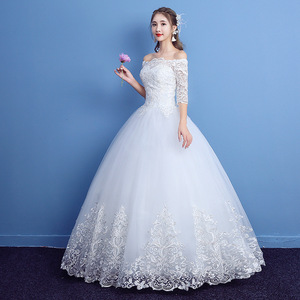 Vestido de Novia de Encaje con Hombros Descubiertos y Media Manga, Novedad de <span class=keywords><strong>2017</strong></span>, Venta al por Mayor y al Detal - Product Image 4
