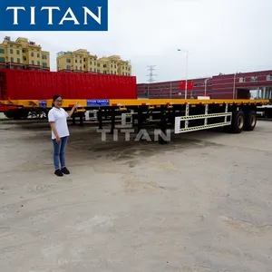 Dual double axle high bed trailer semi flat trailer 40tn 2 axle flatbed container transportation trailers with bogie suspension