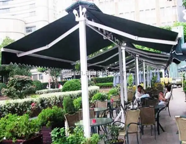 कॉफी की दुकान एल्यूमीनियम डबल पक्षीय वापस लेने योग्य awnings