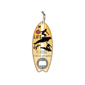 Promotional High Quality Custom One Handed Metal Mdf Surfboard Bottle Opener