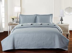 Luxury Queen and <strong>King</strong> Printed Solid Color Quilted <strong>Bedspread</strong> Coverlet Set - Product Image 5