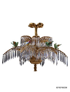Thiết Kế Rừng Mưa Nhiệt Đới Antique Brass Chandelier, Thiết Kế Độc Đáo Bronze Droplight Với Chim Đậu Trên Thân Cây Bằng Đồng - Product Image 2