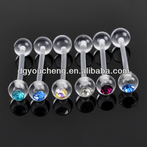 Anillo de la lengüeta del barbell <span class=keywords><strong>piercing</strong></span> <span class=keywords><strong>falso</strong></span> <span class=keywords><strong>lengua</strong></span> de plástico transparente - Product Image 1
