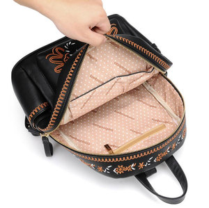 Zaino Floreale JIANUO per Donne NUOVO Zaino Casual in Pelle con Ricami per Ragazze Borsa Scolastica Nera - Product Image 5