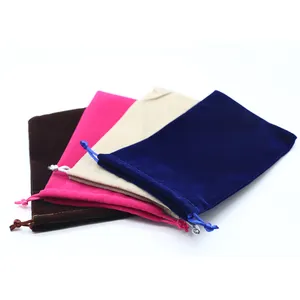 Popular Wholesale Fashionable Brown Velvet Pouch Drawstring Pouch Jewelry Dust Pouch