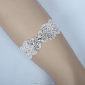 Lowosaiwor Meilleures ventes Jarretière de mariée sexy pour femme avec applique en cristal et <span class=keywords><strong>strass</strong></span>, en soie extensible - Product Image 3