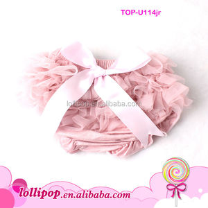 Estate Del Bambino Rosa Pallido Chiffon Partita Con L'arco Bicchierini Delle Ragazze Layled Watermaler Tulle Con Nastro Bianco Ruffle Mutandine Bloomer