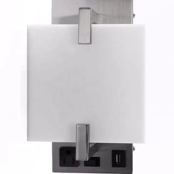 2018 ETL American PCB wall lamp 2-lights Hotel Bedroom Wall Mount Lamp With Switches And USB And Outlets LED HOTEL WALL LAMP