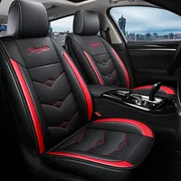 Pu Leer Zweet Auto Seat Cover 5 Seats Volledige Set Auto Bekleding Zwart Fijne Handwerken Rode Lijn Stiksels