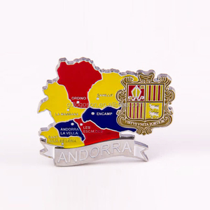 Imán de Refrigerador con Mapa de <span class=keywords><strong>Andorra</strong></span>, Recuerdo de <span class=keywords><strong>Andorra</strong></span>, Color Metálico, Personalizable - Product Image 1