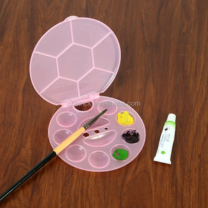 Fournisseur d'art <span class=keywords><strong>Palette</strong></span> plastique tricolore ronde en forme de <span class=keywords><strong>fleur</strong></span> avec couvercle - Product Image 1