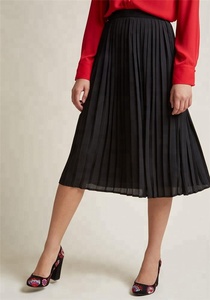 <strong>Women</strong> a Line Black Chiffon Pleated <strong>Midi</strong> <strong>Skirt</strong> - Product Image 5