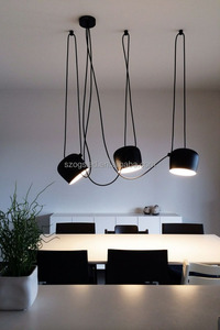Lujo Llevó <span class=keywords><strong>Las</strong></span> Luces hotel <span class=keywords><strong>restaurante</strong></span> comedor decorativo nórdico moderno ALAMBRE NEGRO/blanco aluminio lámpara colgante - Product Image 2