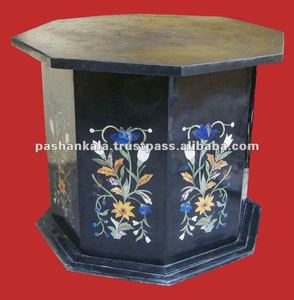 Black Marble Inlay <b>Table</b> Stand - Product Image 1
