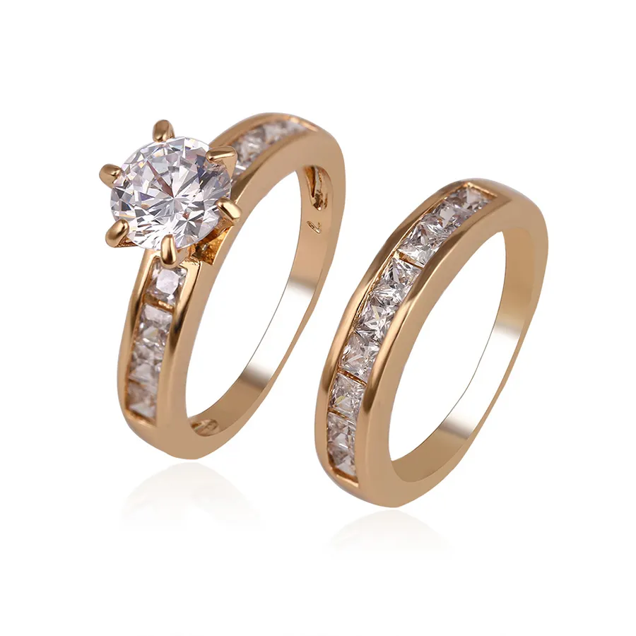 12888 Hot sales 18k gold color diamond couple wedding ring gold