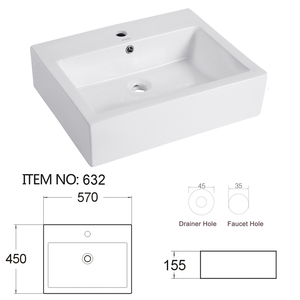 เครื่องสุขภัณฑ์เคาน์เตอร์ห้องน้ำ,อ่างล้างจานโรงแรม Lavabo พอร์ซเลนเหนือเคาน์เตอร์อ่างน้ำห้องส้วม