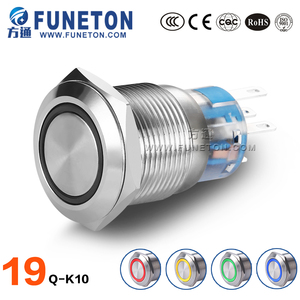 CHNFUNETON 19mm Double Throw 2 Pins Momentary <strong>Push</strong> <strong>Button</strong> <strong>Switches</strong> Pole Rotary <strong>Switch</strong> 3 Position Dot-illuminated Metal