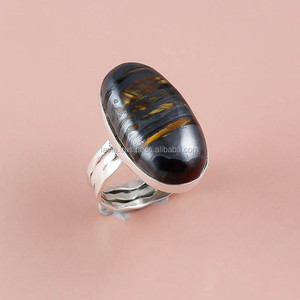 Lavie Jewelz Solid 925 Sterling Silver Custom Made Natural Iron <b>Tiger</b> <b>Eye</b> Gemstone Classic Wedding Party <b>Jewelry</b> Gift - Product Image 1