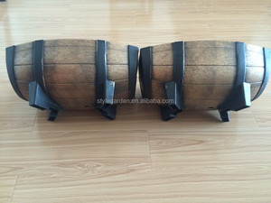 2020 Chaude maison <span class=keywords><strong>jardin</strong></span> <span class=keywords><strong>jardin</strong></span> garten Chêne effet bois plastique demi-<span class=keywords><strong>baril</strong></span> Planteur fleur plante pot - Product Image 6