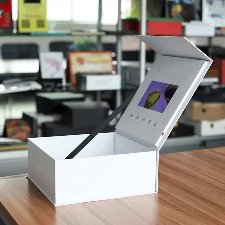 Fabrik preis angepasst weiß 7 inch LCD screen begrüßen video geschenk box schmuck ring box für werbung business marketing