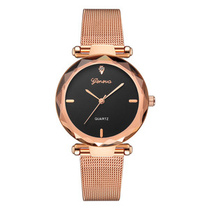 นาฬิกาข้อมือผู้ชายแบบตาข่ายเหล็กสำหรับผู้หญิง reloj <span class=keywords><strong>Geneva</strong></span> - Product Image 4