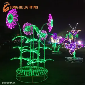 H:2.5m Outdoor Waterproof Artificial 3D large fiber optic flower lights led dandelion decorative Holiday motif lights