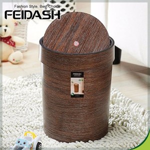 Imitation wood circular wave cover dust bin plastic garbage bin