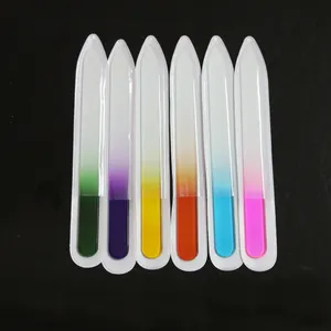 Разноцветная Двусторонняя пилка для ногтей с индивидуальным логотипом от производителя, многоразовая моющаяся профессиональная пилка для ногтей из хрустального стекла