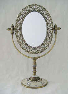 <span class=keywords><strong>Espejo</strong></span> de Mesa de Metal con Pedrería y Plateado Vintage, 3.5x5 Pulgadas - Product Image 4
