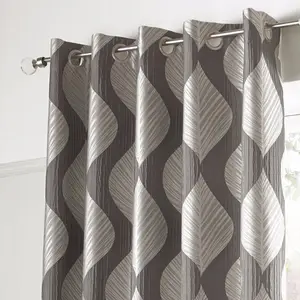 Beautiful Woven Textured Lined Eyelet Curtains