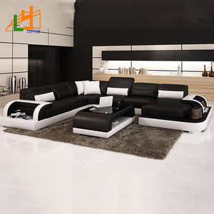 Moderne Coupe Coin Dossier Main-Reste Canapé 7 Places Meubles De Salon Canapé En Cuir Véritable - Product Image 4