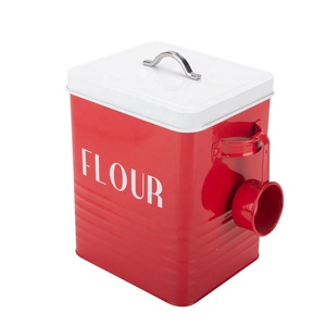 Thép Mạ Kẽm Màu Đỏ Đầy Màu Sắc Kim Loại Men Nhà Hình Chữ Nhật Pet Thực Phẩm Bột Lưu Trữ Canister Set - Product Image 2
