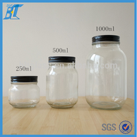 Bocal en verre Mason carré de 250 ml, 500 ml, 750 ml, 1000 ml, sans danger pour les aliments, à large ouverture, avec paille et couvercles