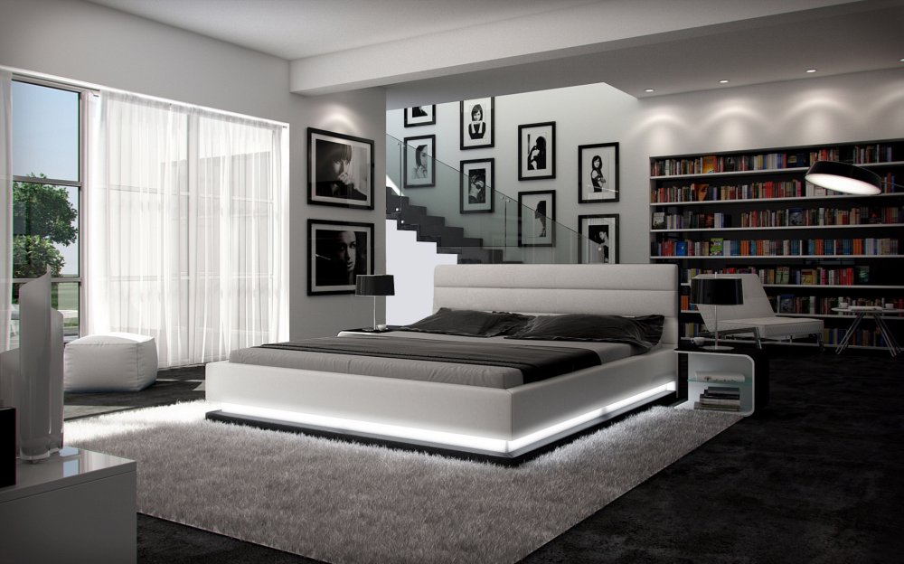 Кожаная мебель для спальни кожаная кровать коричневая кожаная кровать