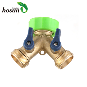 HOSUN Y <strong>Pipe</strong> Fitting 2 Way Metal <strong>Hose</strong> <strong>Splitters</strong> with Valve 3/4'' Diameter for Garden Irrigation - Product Image 2