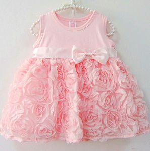 Fornitore della cina di Nuovo Stile Del Bambino 1 Anni di Età Boirthday Pink Party Dress Con Il Fiore - Product Image 1