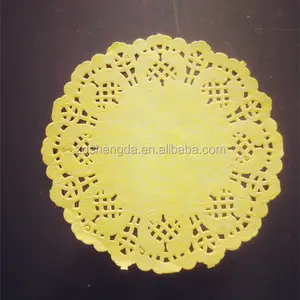 Helle-farbige Runde Gelb Papier Deckchen