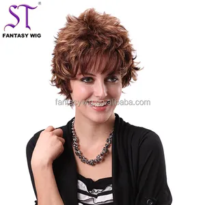Short Curly Auburn Red Hair Styles Short Hair Cuts Pixie Wigs Synthetic For White Women