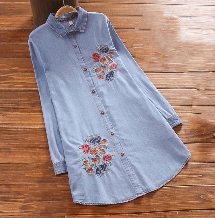 D&S factory dropshipping embroidery floral shirt korean pregnancy shirt women pregnant shirt