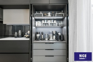 NICOCABINET Simple Modern Kitchen <strong>Cupboard</strong> Black Design Includes <strong>Sink</strong> Hinge Faucet Drawer Basket Marble Laminate Resin - Product Image 4