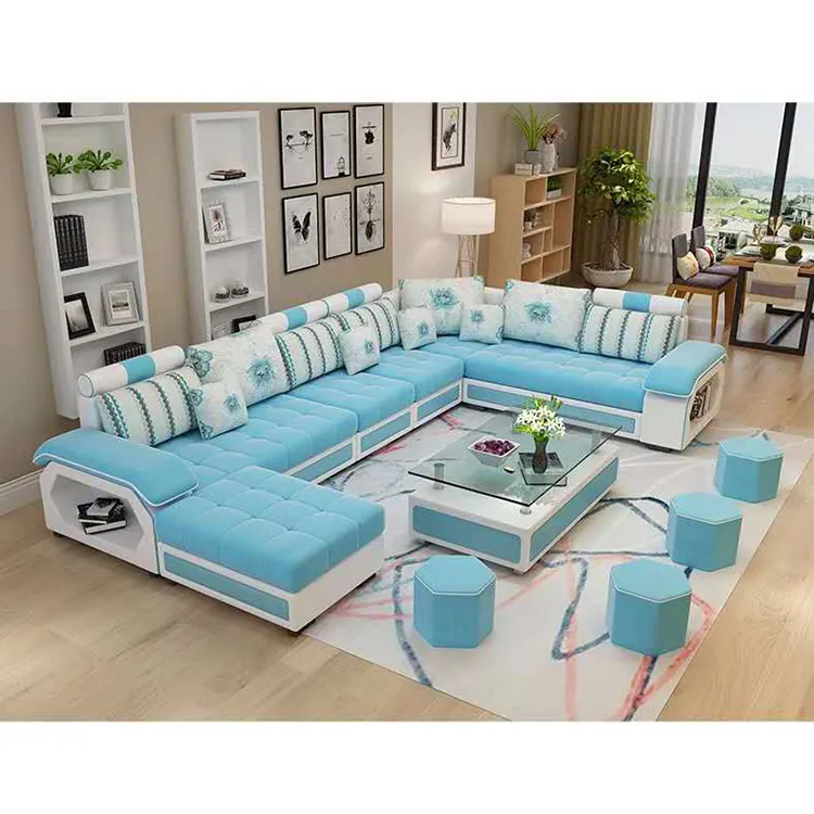 New Arrival Living Room Sofas Super Modern Style Living Room Furniture Top Quality 7 Seater L Shape Living Room Fabric Sofa