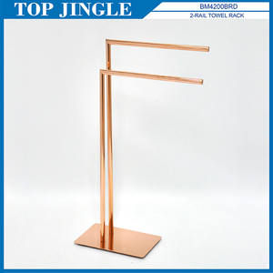 Double L Shape Reverse 2-<b>Rail</b> Floor <b>Standing</b> <b>Towel</b> Rack with Heater for Hotels and Apartments - Product Image 4