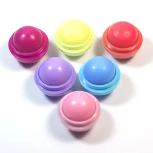 Promotion Gifts hot selling 6 colors moisturizing fruits flavor cute round ball shape Lip Balm for private label