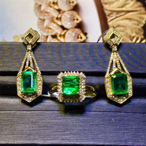 Gemstone <strong>Sets</strong> 18k Gold South Africa Real Diamond Natural <strong>Emerald</strong> Luxury Earrings/ring <strong>Jewelry</strong> <strong>Sets</strong> for Women - Product Image 1