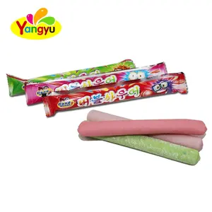 Halal Fruity Flavor Center Filled Sour Powder Long Stick Bubble Gum