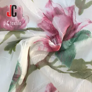 JC-M251871 chinese supplier flower printed silky chiffon fabric for garment