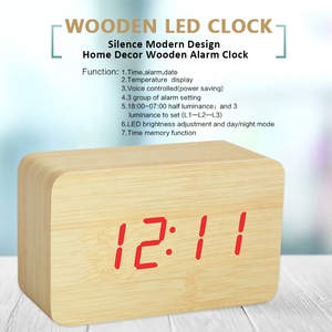 Emaf Trang Trí Nội Thất Cube Preciser Chức Năng Bằng Gỗ Bảng Bàn Đồng Hồ Báo Thức Trẻ Em Bằng Gỗ Bảng Nhiệt Độ LED Kỹ Thuật Số Đồng Hồ Báo Thức - Product Image 5