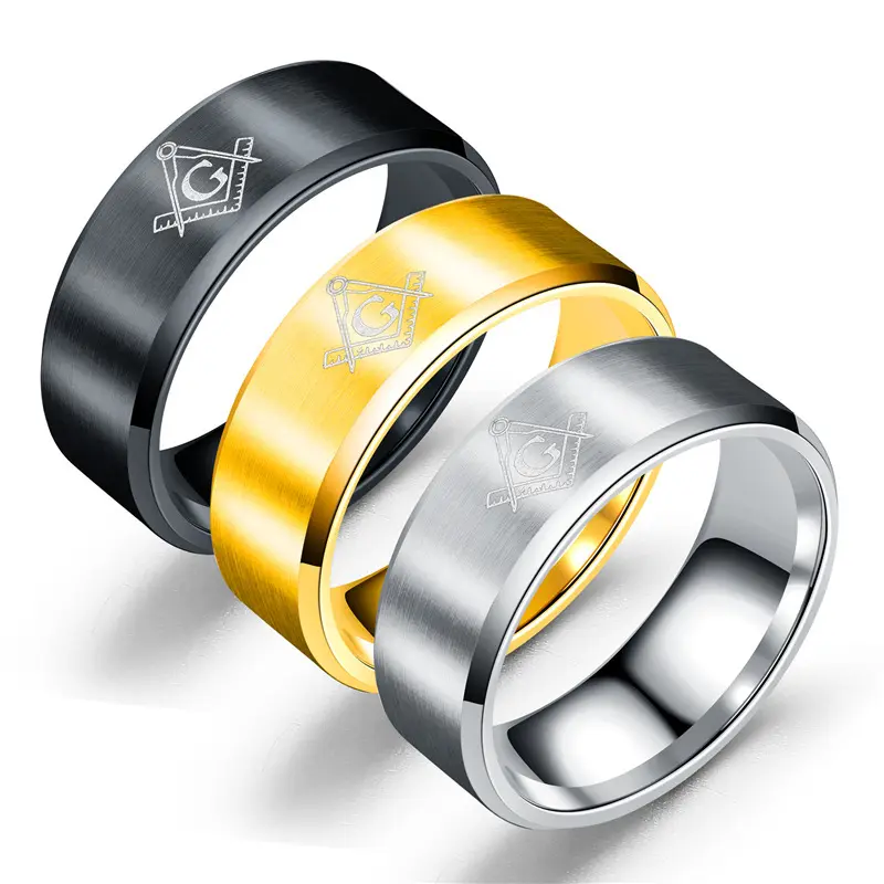 Calidad Superior venta al por mayor 316L de joyas de acero inoxidable Fraternal la Masonería dedo diseño masónica tótem religioso anillos para los hombres