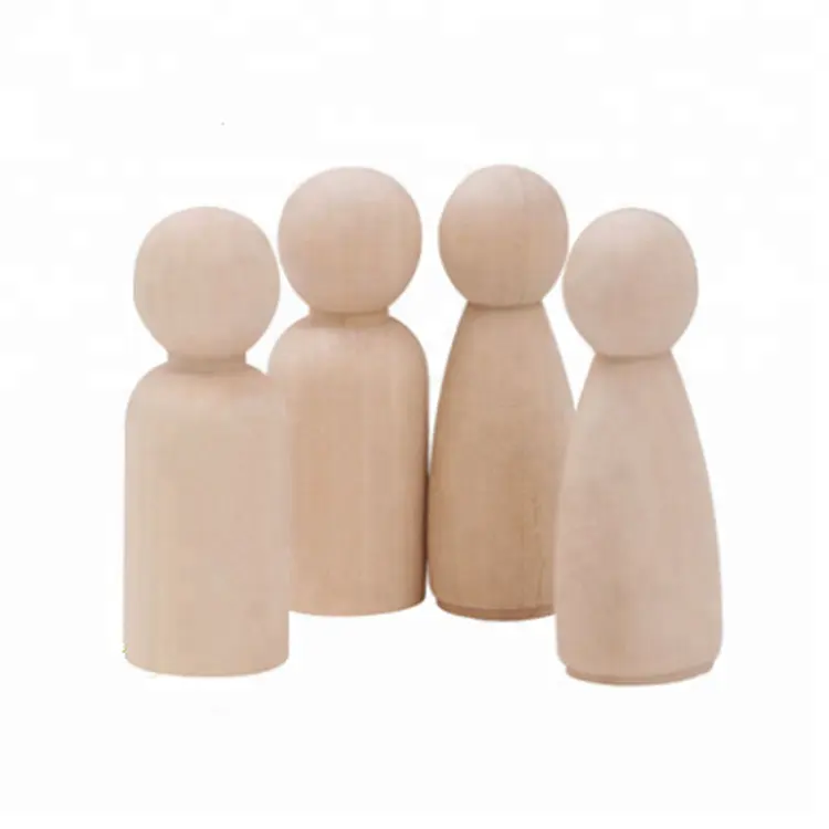 Wholesale DIY Wood Crafts 65 mm Unfinished Peg Doll Wooden Crafts Doll Home Decor