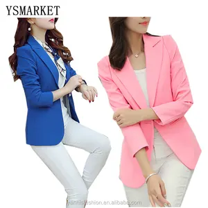 新しい長袖スリムな女性のブレザーとジャケット小さな女性のスーツ韓国版 (ピンク/ブルー/グリーン/ブルー) レディースブレザー